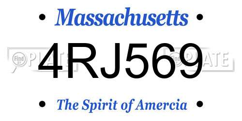 4RJ569 Massachusetts License Plate