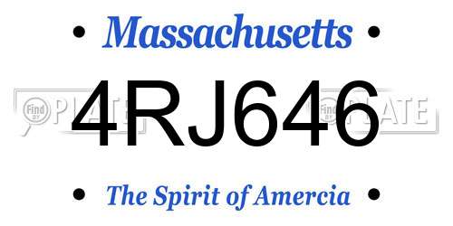 4RJ646 Massachusetts License Plate