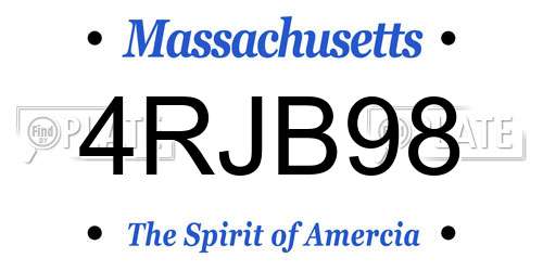 4RJB98 Massachusetts License Plate