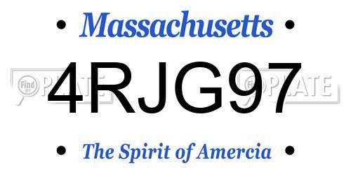 4RJG97 Massachusetts License Plate