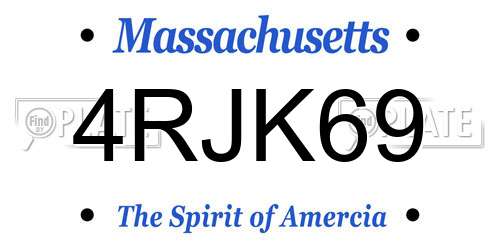 4RJK69 Massachusetts License Plate
