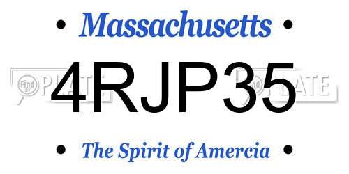 4RJP35 Massachusetts License Plate