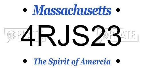 4RJS23 Massachusetts License Plate