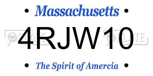 4RJW10 Massachusetts License Plate