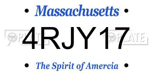 4RJY17 Massachusetts License Plate