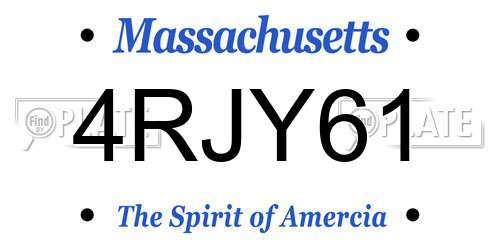 4RJY61 Massachusetts License Plate