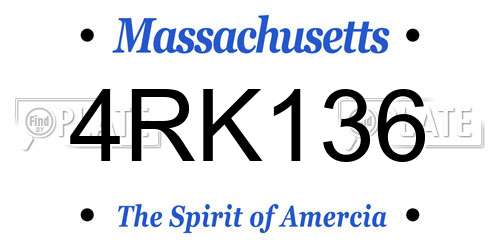 4RK136 Massachusetts License Plate