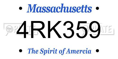 4RK359 Massachusetts License Plate