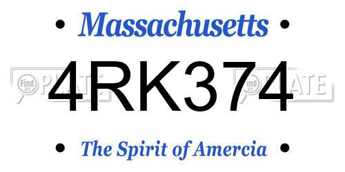 4RK374 Massachusetts License Plate
