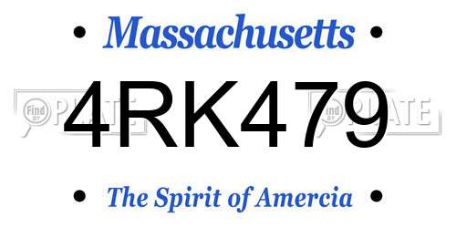 4RK479 Massachusetts License Plate