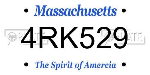 4RK529 Massachusetts License Plate