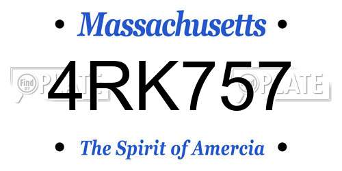 4RK757 Massachusetts License Plate