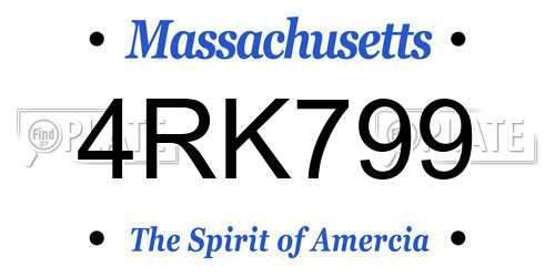 4RK799 Massachusetts License Plate