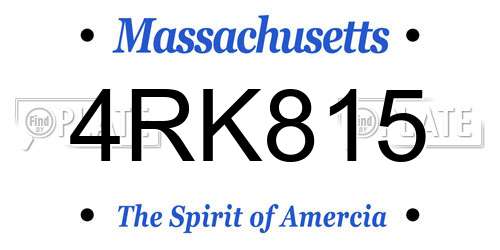 4RK815 Massachusetts License Plate