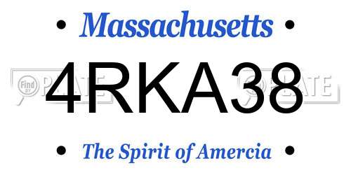 4RKA38 Massachusetts License Plate