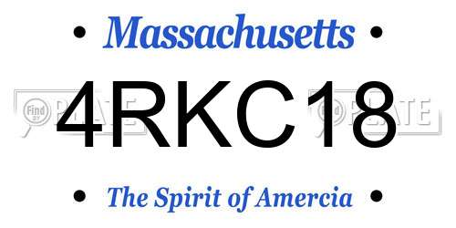 4RKC18 Massachusetts License Plate