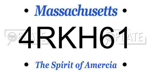4RKH61 Massachusetts License Plate