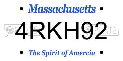 4RKH92 Massachusetts License Plate