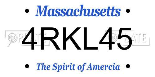 4RKL45 Massachusetts License Plate