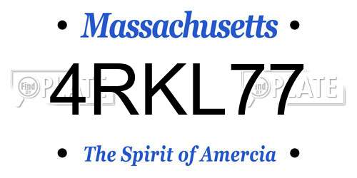 4RKL77 Massachusetts License Plate