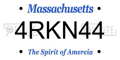 4RKN44 Massachusetts License Plate