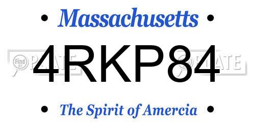 4RKP84 Massachusetts License Plate