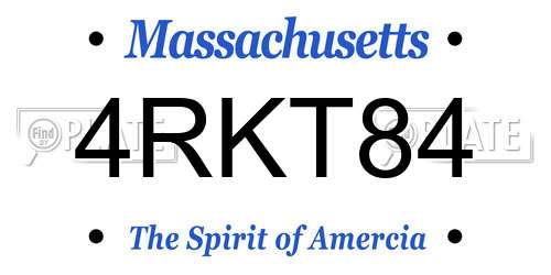 4RKT84 Massachusetts License Plate