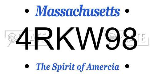 4RKW98 Massachusetts License Plate