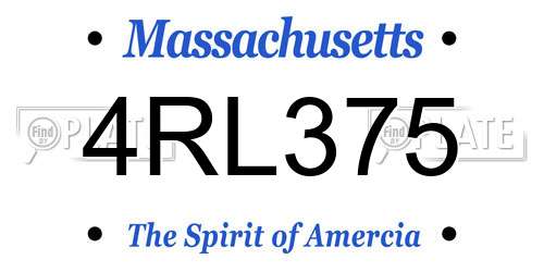 4RL375 Massachusetts License Plate