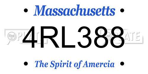 4RL388 Massachusetts License Plate
