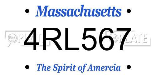 4RL567 Massachusetts License Plate