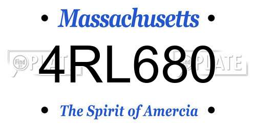 4RL680 Massachusetts License Plate