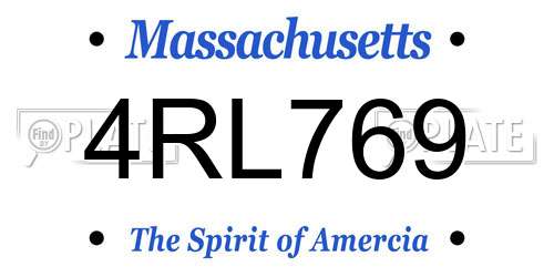 4RL769 Massachusetts License Plate