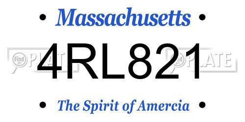 4RL821 Massachusetts License Plate