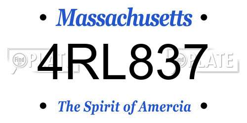 4RL837 Massachusetts License Plate