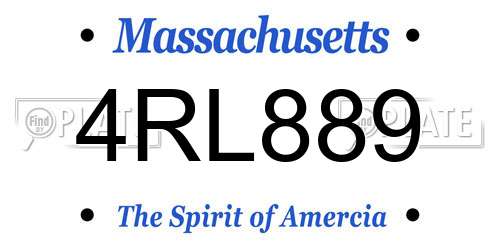4RL889 Massachusetts License Plate