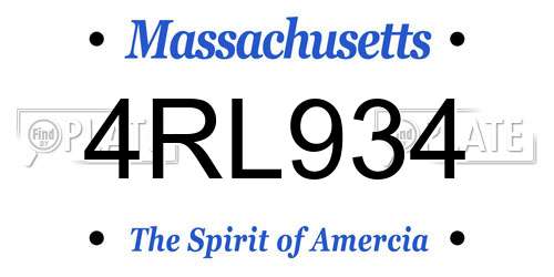4RL934 Massachusetts License Plate