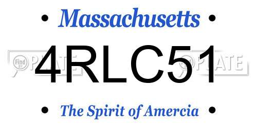 4RLC51 Massachusetts License Plate