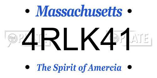 4RLK41 Massachusetts License Plate