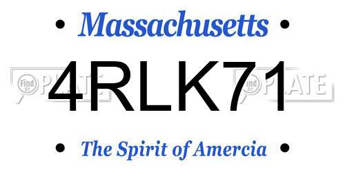 4RLK71 Massachusetts License Plate