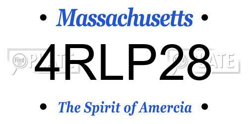 4RLP28 Massachusetts License Plate