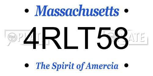 4RLT58 Massachusetts License Plate