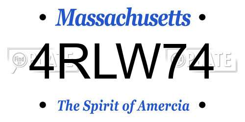 4RLW74 Massachusetts License Plate