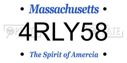 4RLY58 Massachusetts License Plate