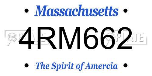 4RM662 Massachusetts License Plate