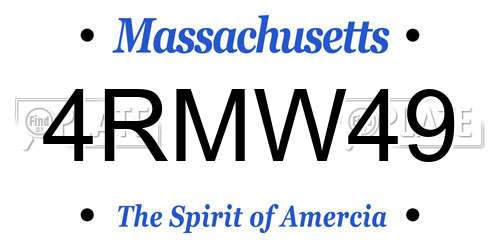 4RMW49 Massachusetts License Plate