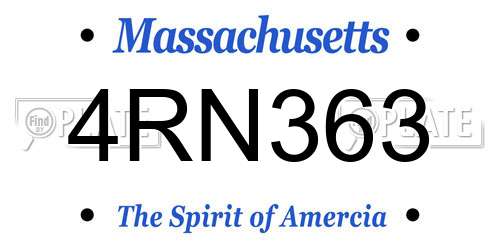 4RN363 Massachusetts License Plate