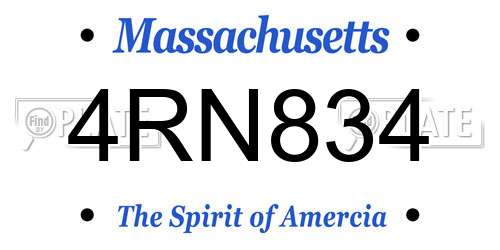4RN834 Massachusetts License Plate