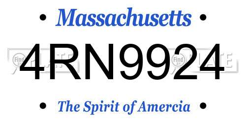 4RN9924 Massachusetts License Plate