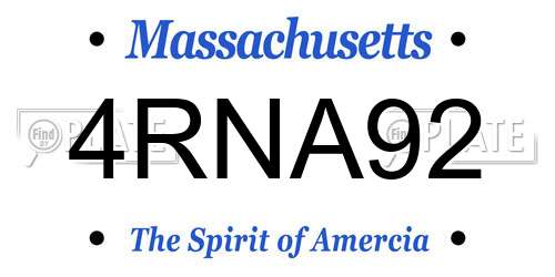 4RNA92 Massachusetts License Plate